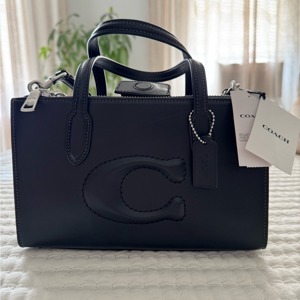 Coach Black Nina small 
Satchel with Embossed Logo